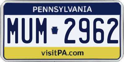 PA license plate MUM2962