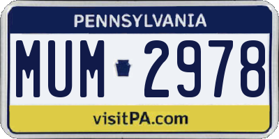PA license plate MUM2978