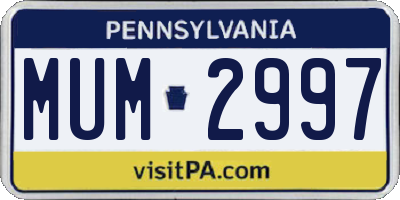 PA license plate MUM2997