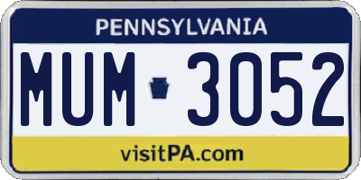 PA license plate MUM3052
