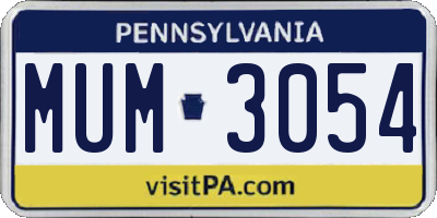 PA license plate MUM3054