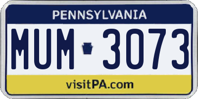 PA license plate MUM3073
