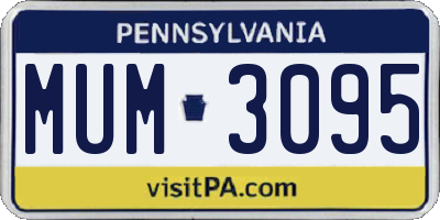 PA license plate MUM3095