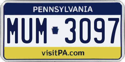 PA license plate MUM3097
