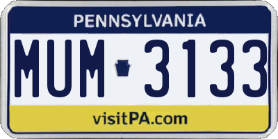 PA license plate MUM3133