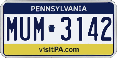 PA license plate MUM3142