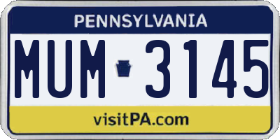 PA license plate MUM3145