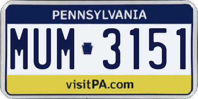 PA license plate MUM3151