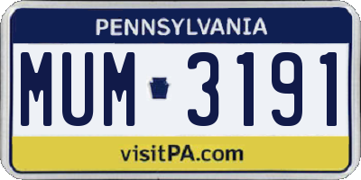 PA license plate MUM3191