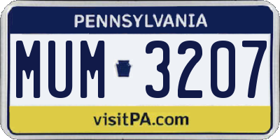 PA license plate MUM3207