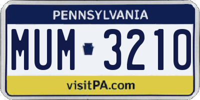 PA license plate MUM3210