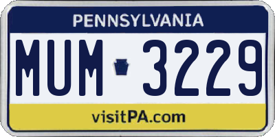 PA license plate MUM3229