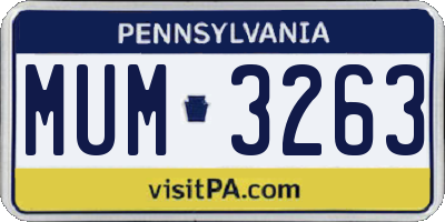 PA license plate MUM3263