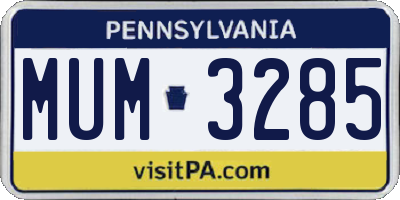 PA license plate MUM3285