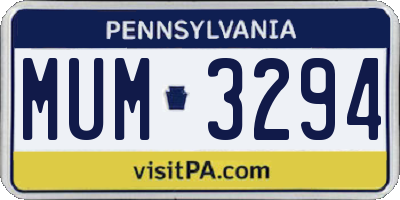PA license plate MUM3294