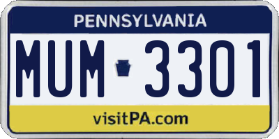 PA license plate MUM3301