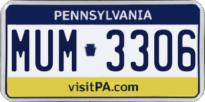 PA license plate MUM3306