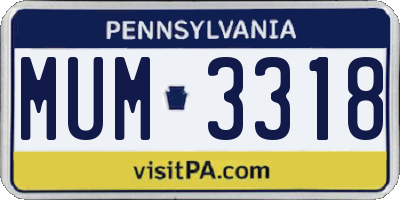 PA license plate MUM3318