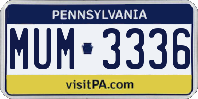 PA license plate MUM3336