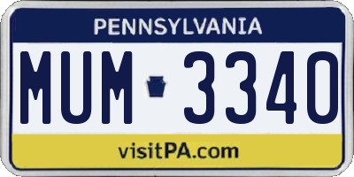 PA license plate MUM3340