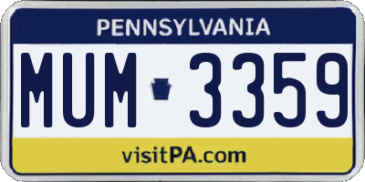 PA license plate MUM3359