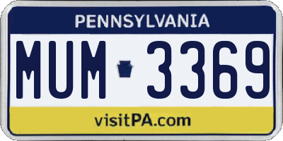 PA license plate MUM3369