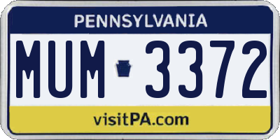 PA license plate MUM3372