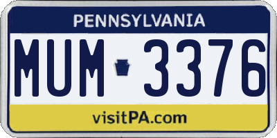 PA license plate MUM3376