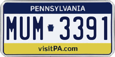 PA license plate MUM3391