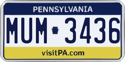 PA license plate MUM3436