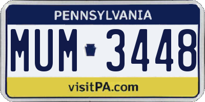 PA license plate MUM3448