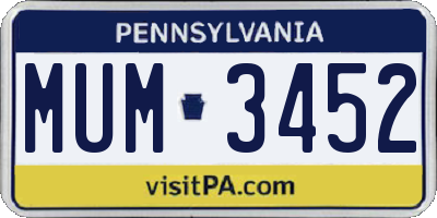 PA license plate MUM3452