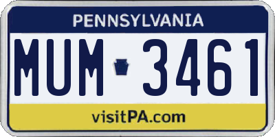 PA license plate MUM3461