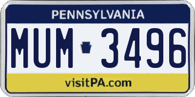 PA license plate MUM3496