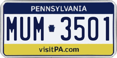 PA license plate MUM3501