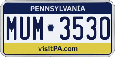 PA license plate MUM3530