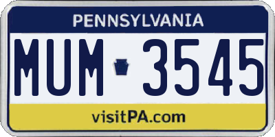 PA license plate MUM3545