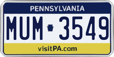 PA license plate MUM3549