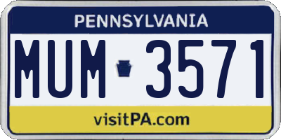 PA license plate MUM3571