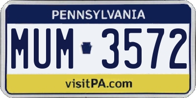 PA license plate MUM3572