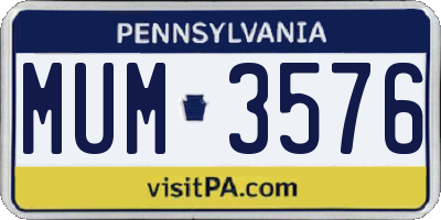 PA license plate MUM3576
