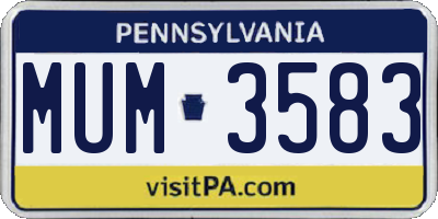 PA license plate MUM3583