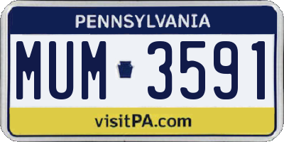 PA license plate MUM3591