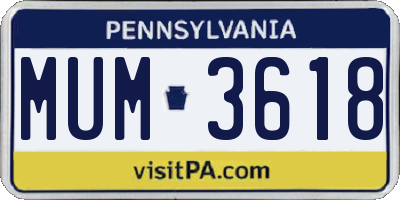 PA license plate MUM3618