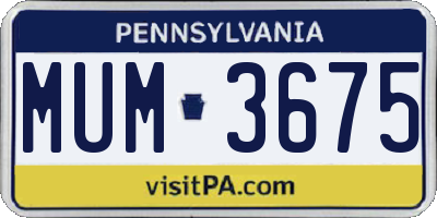 PA license plate MUM3675
