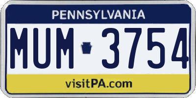 PA license plate MUM3754