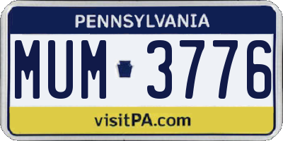 PA license plate MUM3776