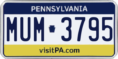 PA license plate MUM3795