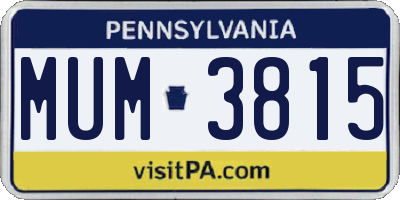 PA license plate MUM3815