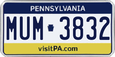 PA license plate MUM3832